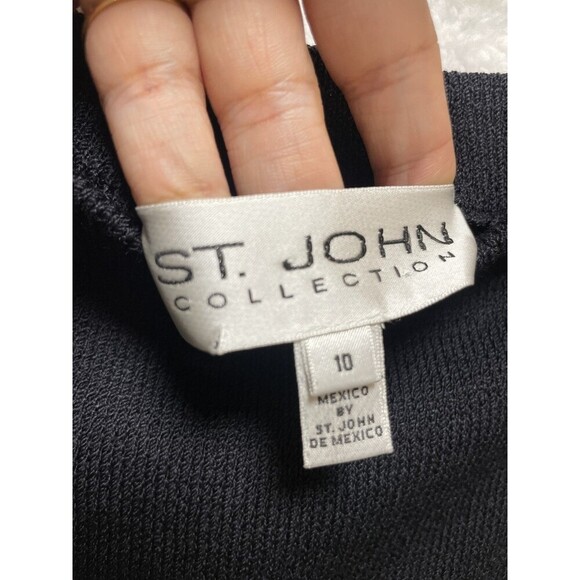 St. John Collection Skirt Size 10 Black Maxi Knit Stretch Wool Blend Classic - Picture 8 of 10